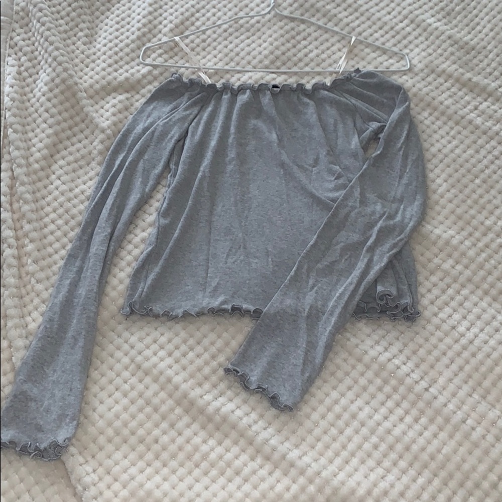Off the shoulder grey long sleeve
